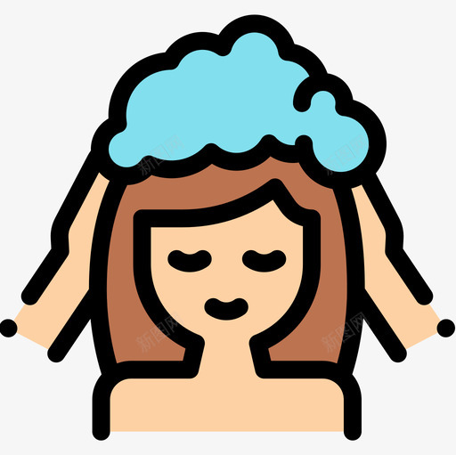 洗头睡眠时间8线性颜色图标svg_新图网 https://ixintu.com 时间 洗头 睡眠 线性 颜色