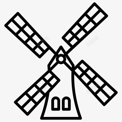 风车风能风电场图标svg_新图网 https://ixintu.com 发电 图标 涡轮机 清洁能源 电场 线图 风力 风电 风能 风车