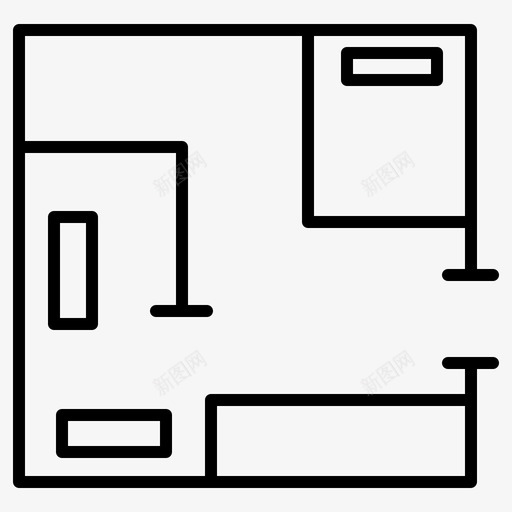 平面图蓝图家具图标svg_新图网 https://ixintu.com 室内装饰 家具 家居装饰 平面图 蓝图
