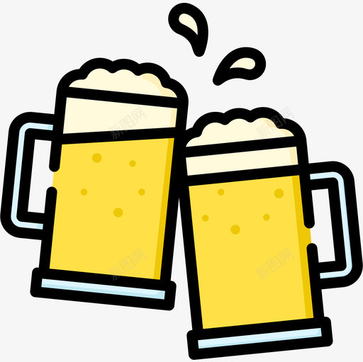 啤酒58号酒吧线性颜色图标svg_新图网 https://ixintu.com 58号 啤酒 啤酒碰杯 线性 酒吧 颜色