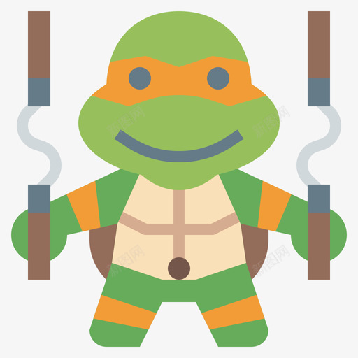 Michaelangelo忍者海龟2扁平图标svg_新图网 https://ixintu.com Michaelangelo 忍者 扁平 海龟