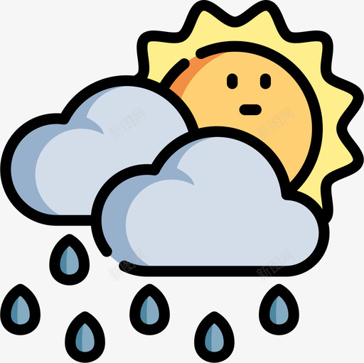 雨天气164线性颜色图标svg_新图网 https://ixintu.com 天气 线性 颜色