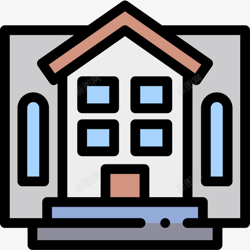 住宅建筑18线性颜色图标svg_新图网 https://ixintu.com 住宅 建筑 线性 颜色