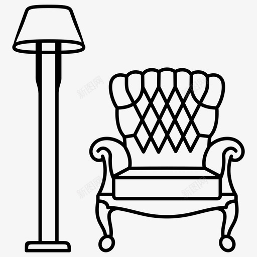 豪华扶手椅古董家具图标svg_新图网 https://ixintu.com 古董 垃圾 家具 扶手 维多利亚 老式 豪华 风格