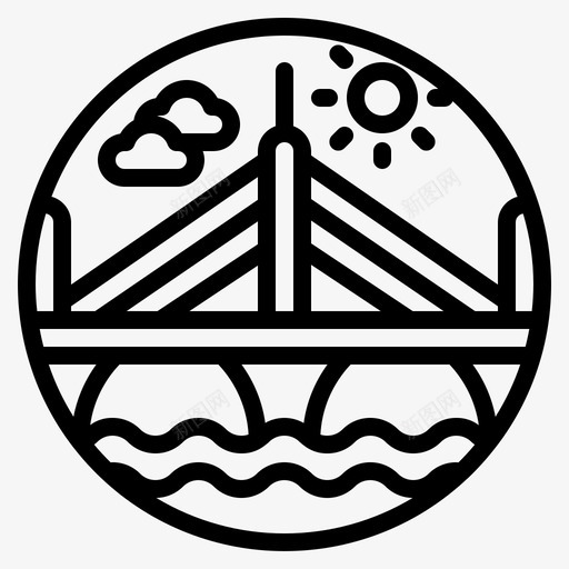 桥梁建筑城市图标svg_新图网 https://ixintu.com 城市 建筑 悬空 桥梁 道路三线轮廓