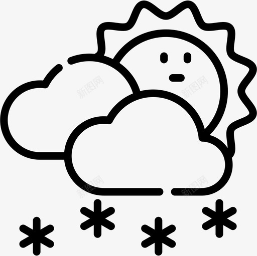 雪天气166线性图标svg_新图网 https://ixintu.com 天气 线性