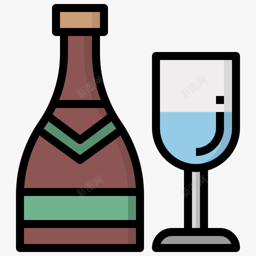 香槟158婚礼线性颜色图标svg_新图网 https://ixintu.com 婚礼 线性 颜色 香槟