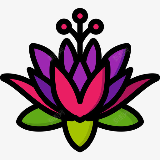 荷花中国35线形颜色图标svg_新图网 https://ixintu.com 中国 线形 荷花 颜色