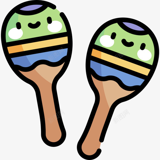 Maracas死亡日8线性颜色图标svg_新图网 https://ixintu.com Maracas 死亡 线性 颜色