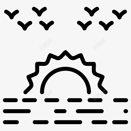日落海洋日落海上日落图标svg_新图网 https://ixintu.com 傍晚 图标 天气 日落 时间 海上 海洋 线图