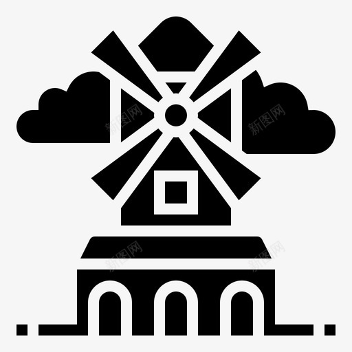 风车能源农场图标svg_新图网 https://ixintu.com smartfarmglyph 农场 发电机 涡轮机 能源 风车
