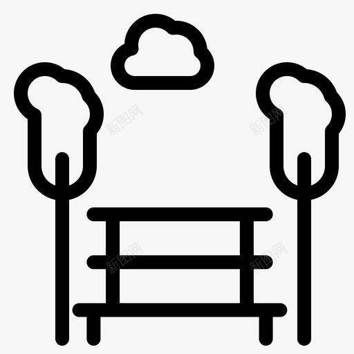 公园长凳树木图标svg_新图网 https://ixintu.com 假期 公园 树木 长凳 风景