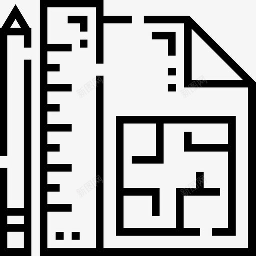 住宅平面图室内15线性图标svg_新图网 https://ixintu.com 住宅 室内设计 平面图 线性