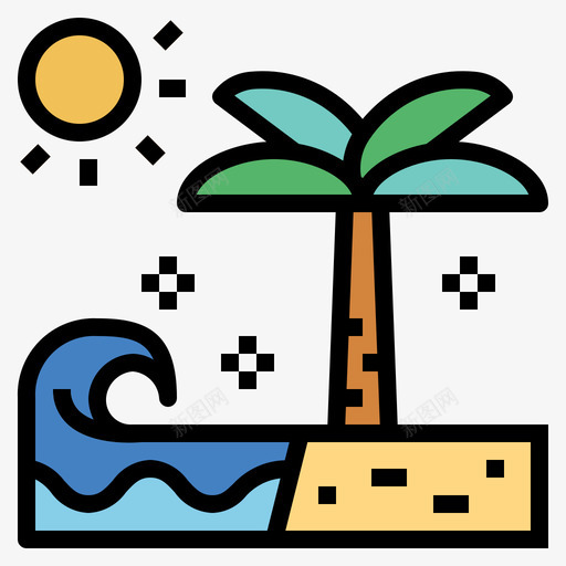 泰国海滩22线性颜色图标svg_新图网 https://ixintu.com 泰国海滩22 线性颜色