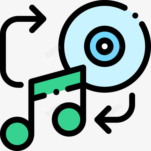 音乐音频和视频7线性颜色图标svg_新图网 https://ixintu.com 线性 视频 音乐 音频 颜色