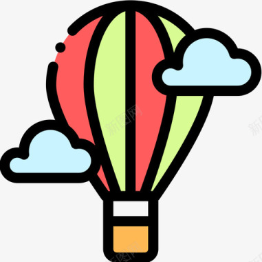 气球城市公园9线性颜色图标图标