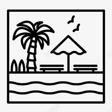海滩棕榈树海边图标图标