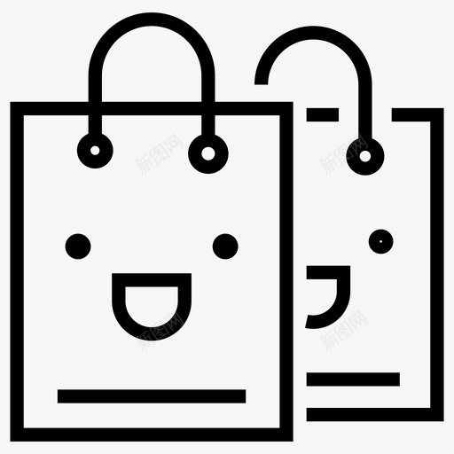 可再密封袋食品袋手提袋图标svg_新图网 https://ixintu.com 可再密封袋 可重复使用的袋子 手提袋 购物袋 零浪费线图标 食品袋