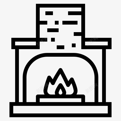壁炉家具111线性图标svg_新图网 https://ixintu.com 壁炉 家具 线性