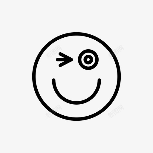 眨眼表情脸图标svg_新图网 https://ixintu.com 情绪 眨眼 笑脸 脸 表情 表情线