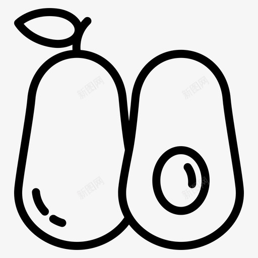 鳄梨食物水果图标svg_新图网 https://ixintu.com 水果 绿色 轮廓 食物 鳄梨