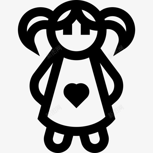 洋娃娃儿童玩具7线性图标svg_新图网 https://ixintu.com 儿童玩具7 洋娃娃 线性