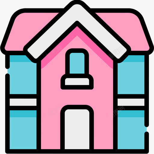 娃娃屋儿童玩具12线性颜色图标svg_新图网 https://ixintu.com 儿童玩具12 娃娃屋 线性颜色
