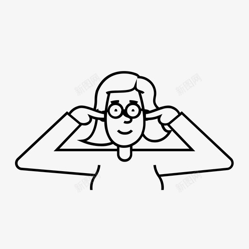 戴眼镜的女人不听否认手指图标svg_新图网 https://ixintu.com 不听 各种各样 否认 女人 戴眼镜 手指 耳朵