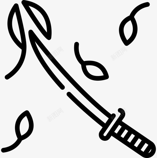 武士刀忍者17线性图标svg_新图网 https://ixintu.com 忍者 武士 线性