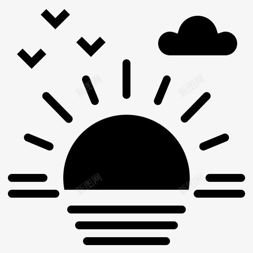 日落海滩上升图标svg_新图网 https://ixintu.com 上升 夏日 日落 海滩 雕文