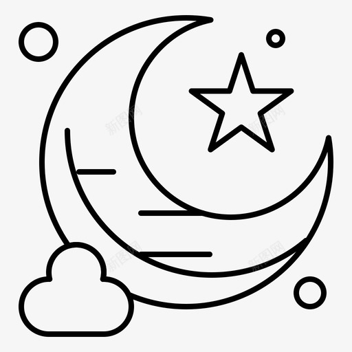 月亮新月星星图标svg_新图网 https://ixintu.com 斋月 新月 星星 月亮