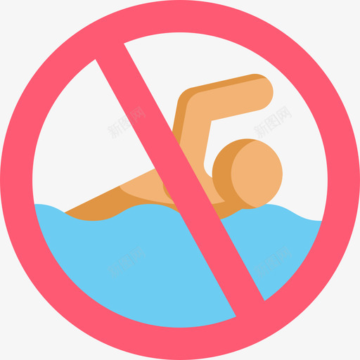 禁止游泳禁止信号6平坦图标svg_新图网 https://ixintu.com 平坦 禁止信号6 禁止游泳