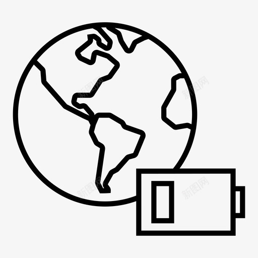 能源地球电池生态图标svg_新图网 https://ixintu.com 世界能源 全球能源 生态 生态线图标 电池 能源地球