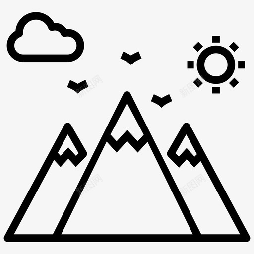 山站丘陵地风景图标svg_新图网 https://ixintu.com 丘陵地 冒险 山站 徒步旅行和露营线路图标 旅游景点 风景