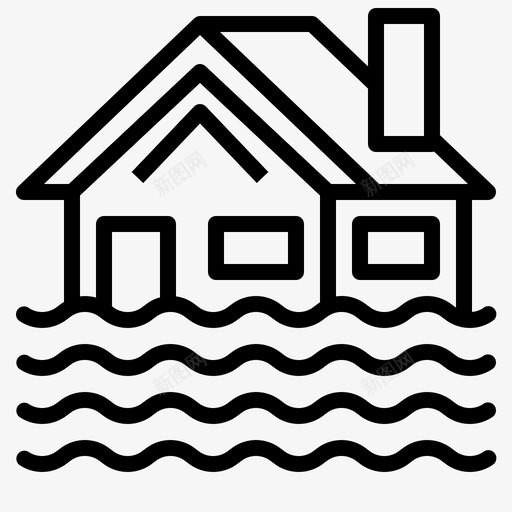 洪水房屋保险图标svg_新图网 https://ixintu.com 保险 房屋 洪水