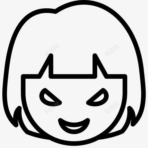 愤怒表情脸图标svg_新图网 https://ixintu.com 女孩 愤怒 表情 轮廓