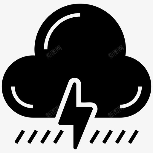 雷雨大雨闪电阵雨图标svg_新图网 https://ixintu.com 大雨 天气字形矢量图标集 暴雨 闪电阵雨 闪电风暴 雷雨