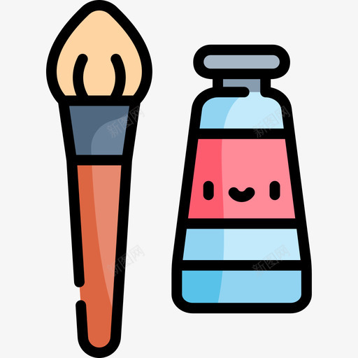 绘画爱好和自由时间6线颜色图标svg_新图网 https://ixintu.com 时间 爱好 绘画 自由 颜色