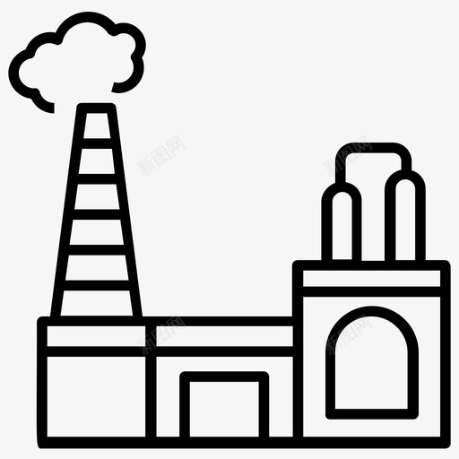 工厂工业制造厂图标svg_新图网 https://ixintu.com 制造厂 发电厂 工业 工厂 炼油厂 烟草线矢量图标集