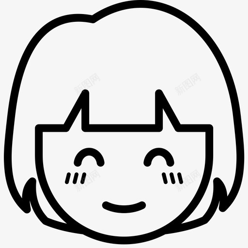 脸红表情脸图标svg_新图网 https://ixintu.com 女孩 快乐 脸红 表情 轮廓