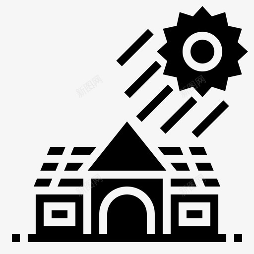 太阳能家庭住宅图标svg_新图网 https://ixintu.com 住宅 太阳能 字形 家庭 智能家居 电力