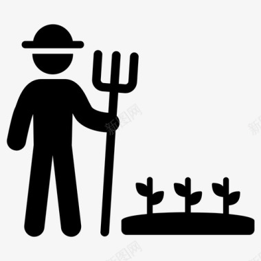 农民农业耕作者图标图标