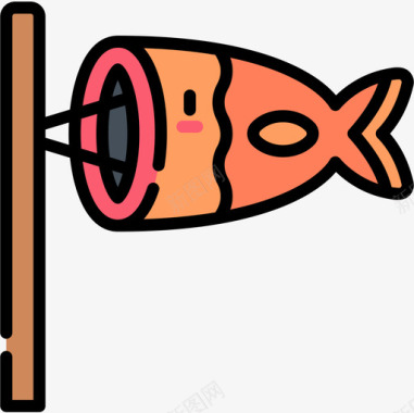 鱼旗中国新年二十一线颜色图标图标