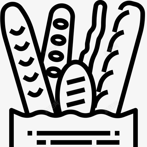 法式面包和面包纸袋面包房碳水化合物图标svg_新图网 https://ixintu.com 巴黎 法式面包和面包纸袋 爱的巴黎 碳水化合物 面包房