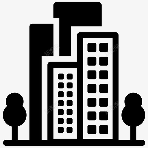 摩天大楼建筑地产图标svg_新图网 https://ixintu.com 地产 建筑 摩天大楼 终极雕文图标