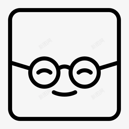 书呆子表情脸图标svg_新图网 https://ixintu.com 书呆子 眼镜 脸 表情 贴纸 轮廓表情