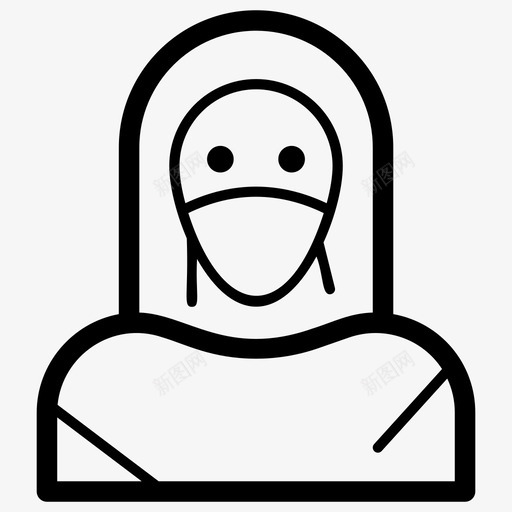 穆斯林女孩化身女性图标svg_新图网 https://ixintu.com 人类 化身 女士 女性 穆斯林女孩 表情符号线向量图标