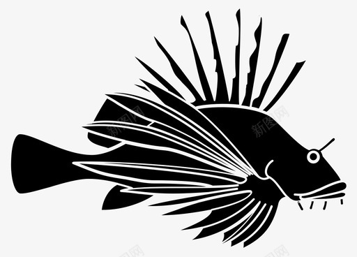 狮子鱼海洋礁石图标svg_新图网 https://ixintu.com 水生 海洋 狮子 生物 礁石