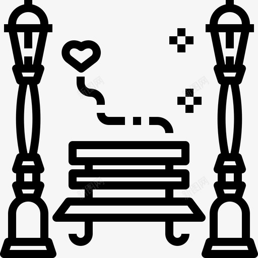 公园里的长凳灯花园巴黎图标svg_新图网 https://ixintu.com 公园里的长凳灯 巴黎 爱的巴黎 花园 街灯