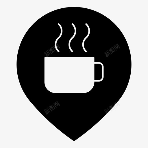 咖啡馆位置地图图标svg_新图网 https://ixintu.com 位置 咖啡馆 商店 地图 松树 餐厅